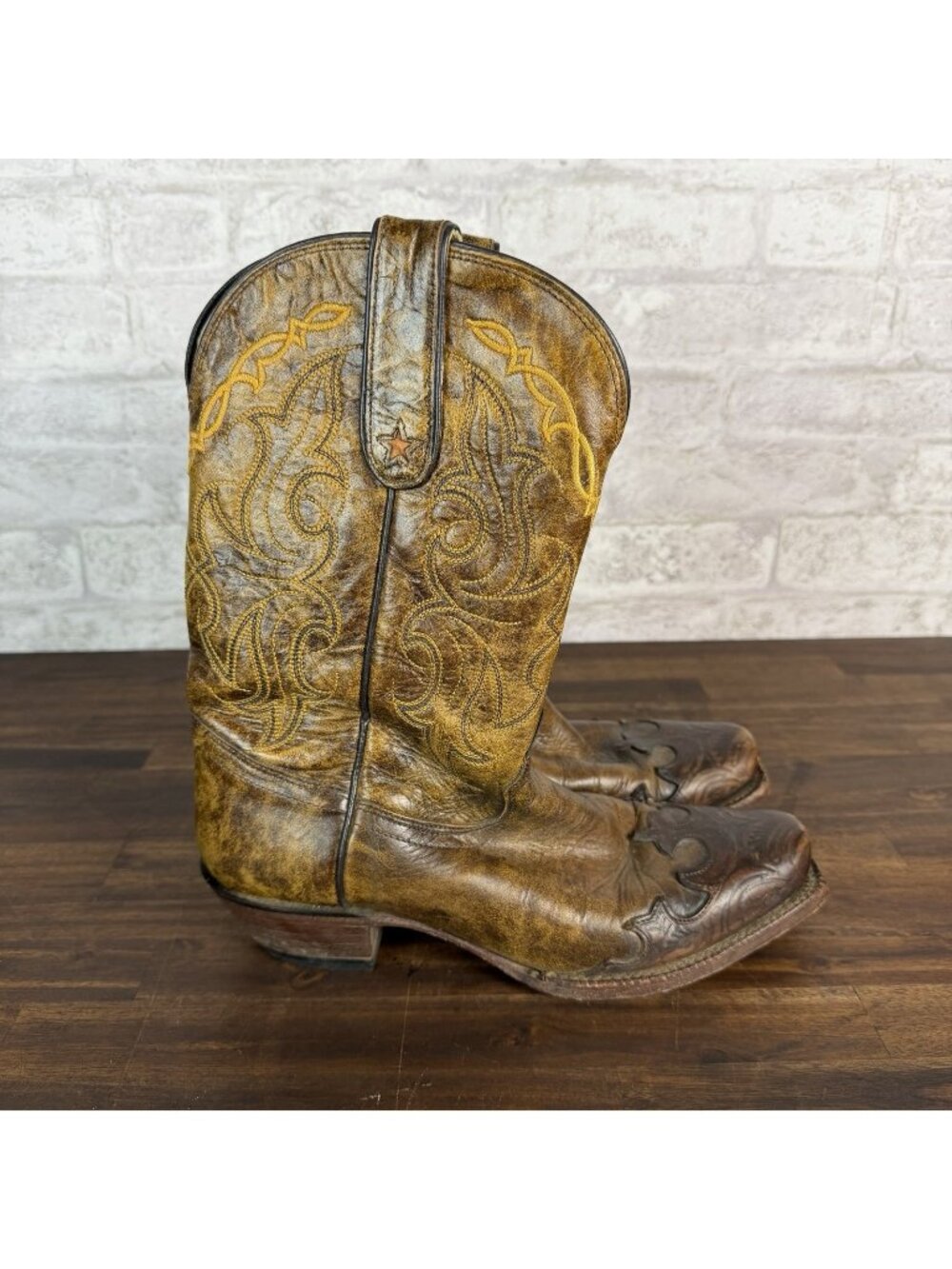 Tony Lama Western Boots Ladies Size 8 B Wingtip Santa Fe Leather Vaquero VF6004